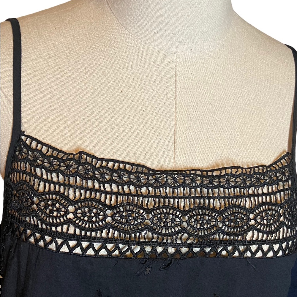 Free People Black Lace Trim Women's Tank Halter Cover Up S - Picture 2 of 10